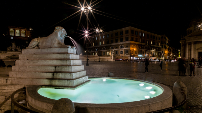 Fontana dei Leoni a Piazza del Popolo