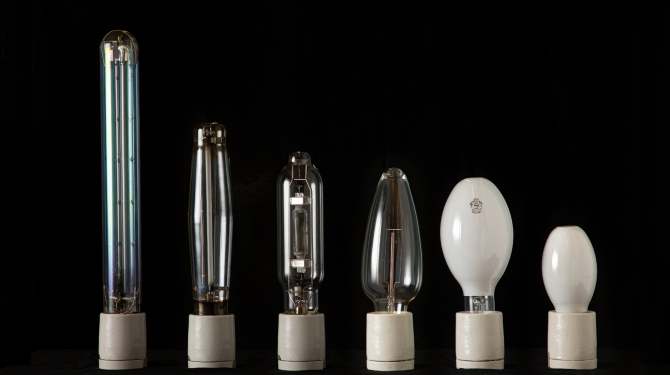 Una serie di lampadine che ne mostra l'evoluzione nel tempo
