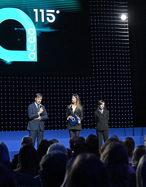 Fabrizio Palermo, CEO of Acea, and Barbara Marinali, President of Acea, during the event celebrating 115 years of Acea