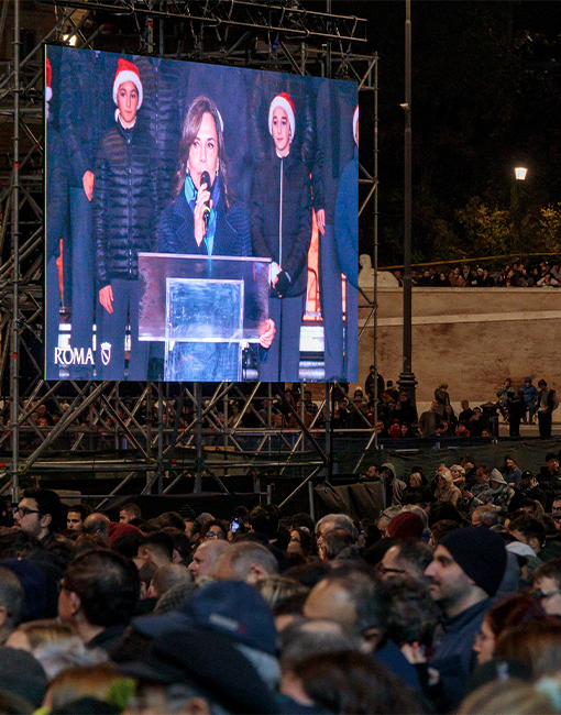 Barbara Marinali, President of the Acea Group, during the inauguration of the 2025 Christmas lights